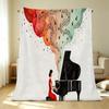 Piano Theme Flannel Fleece Blanket – Thick Warm Cozy Soft Throw for Home Relax, Guest Room Use, Perfect for Halloween & Christmas