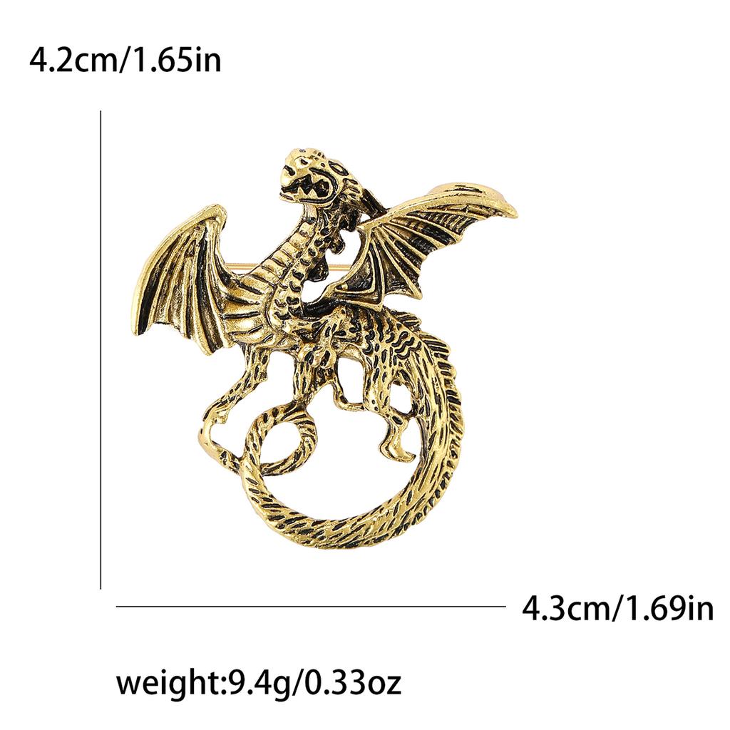 Enamel Dragon Brooches for Women Unisex Rhinestone Necklace Flying Dragon Pins Banquet Party Backpack Gifts Jewelry Accessories