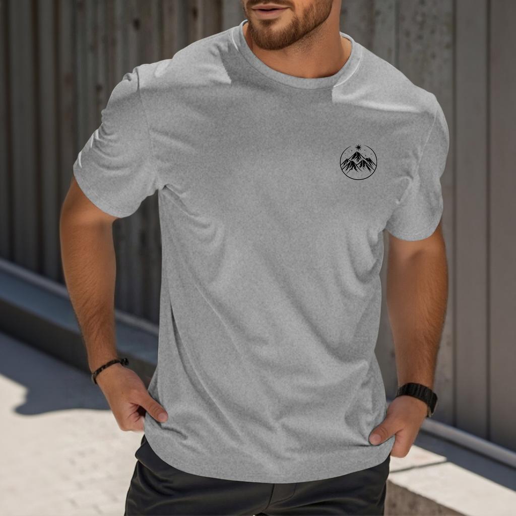 Herrenmode Bedrucktes Rundhals Kurzarm T-Shirt Top mit gerader Schulter