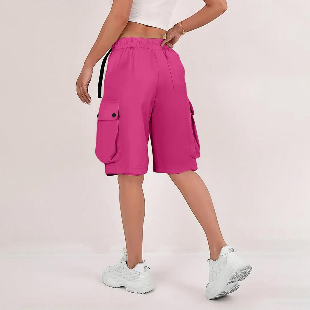 Women's Summer Workwear Dopamine Dressing Workwear Multi Pocket Solid Color Shorts