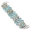 Natural Copper Larimar, Topaz Gemstone 925 Sterling Silver Bracelet 7-8" F0u74