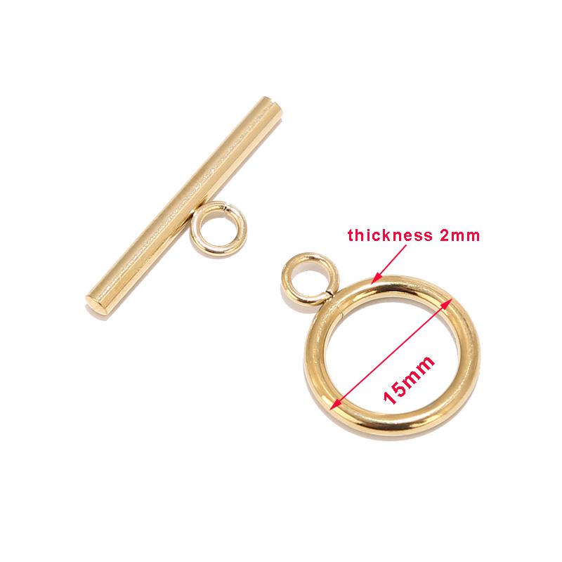 10 Sets Stainless Steel Gold Plated 2*15mm Toggle Clasps Chunky OT Clasp Accessories For DIY Jewelry Bracelet Necklace Making