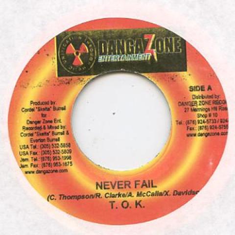 

7-дюймовая пластинка TOK / DA VILLE - Never Fail / Never Do Dat Danger Zone 2005 Ямайка Регги, Ска и Даб