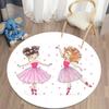 Ballet Dancer Girl Round Carpet Cute Cartoon Animal Fairy Print Area Rug For Bedroom Living Room Decor Non-Slip Play Floor Mat