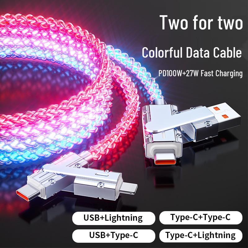 Zinc Alloy 4-in-1 Starry Sky Fast Charging Car Ambient Light Cable