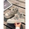 Canvas Shoes Women's 2025 New Spring Students Casual Breathable Non-slip Sports Mid-help Thick-soled Muffin Little White Board Shoes