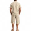 Summer Men's Casual Sportswear Sets Lapel Men's Short-Sleeved Shirt and Shorts Solid Beach Set