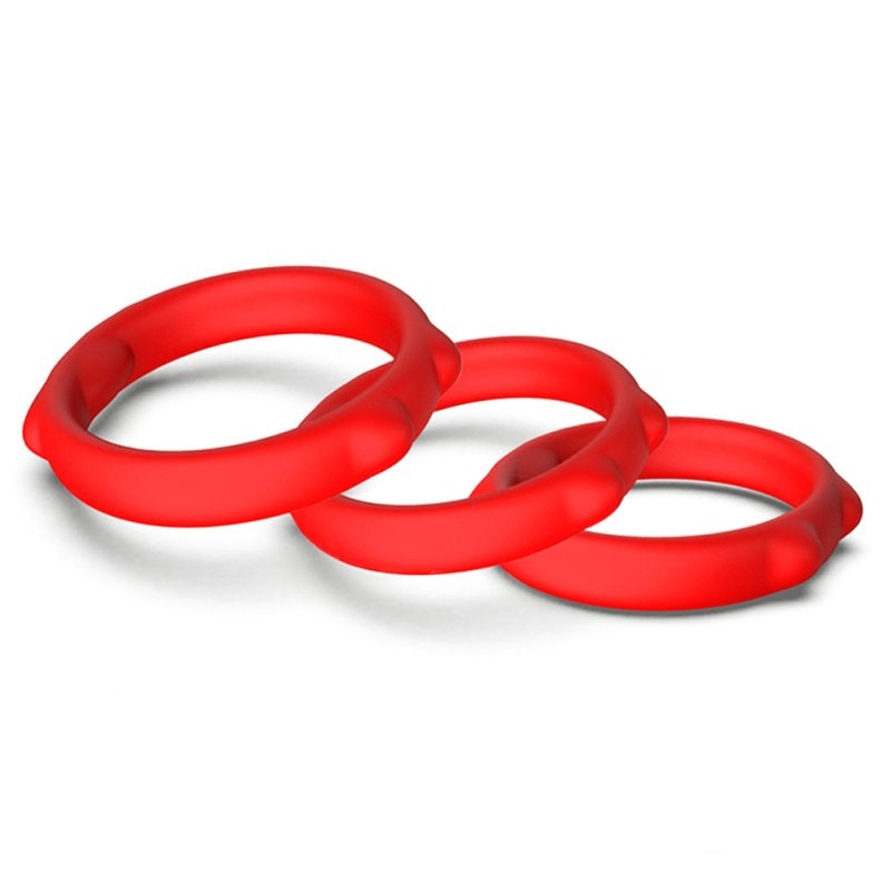 Lot de 3 Cockrings Caty Rings Rouges - FUKR - Cockrings Flexibles
