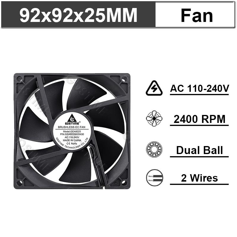 1Pcs 60mm 80mm 90m 120mm AC 110V 220V 240V 3 inch Dual Ball Plastic Universal Cooling Cooler PC CPU Fans Airflow For Computers