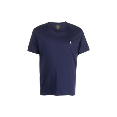 Polo Ss22 Einfarbig Logo Bestickt Rundhals Kurzarm T-Shirt Herren Oberteile Blau 714844756-002