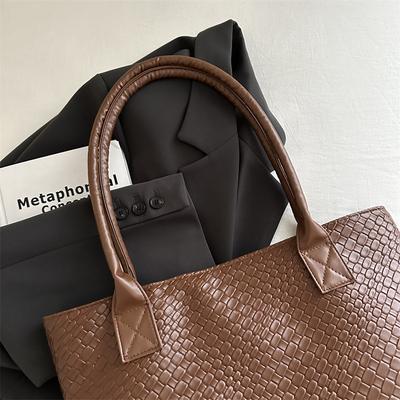Premium Textured Bag Women's Winter 2025 Fashion Commuter Tote Bag Large Capacity Woven Handheld Shoulder Bag
