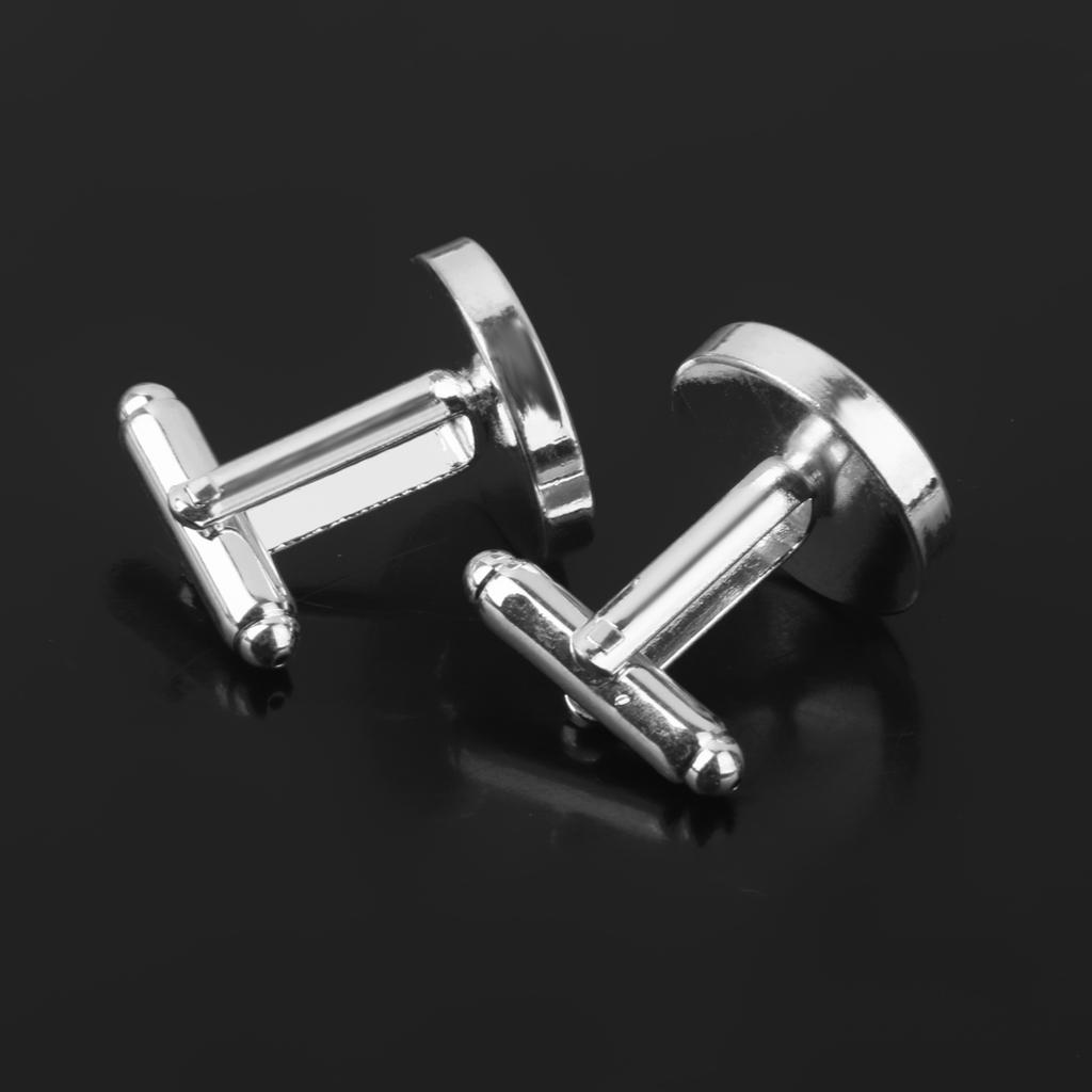 10 Pezzi Bottoni di Manica Rotondi Fondi per Artigianato 16mm Argento