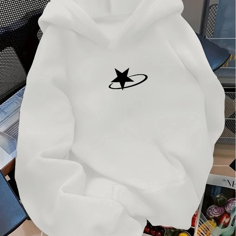 Women'S Stylish Hooded Sweatshirt with Star Line Circle Print, Fashionable And Easy for Spring And Autumn, Versatile Long Sleeve
