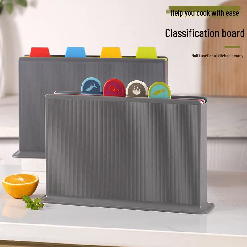 ZISIZ 4-Piece Square Categorized Plastic Cutting Board Set
