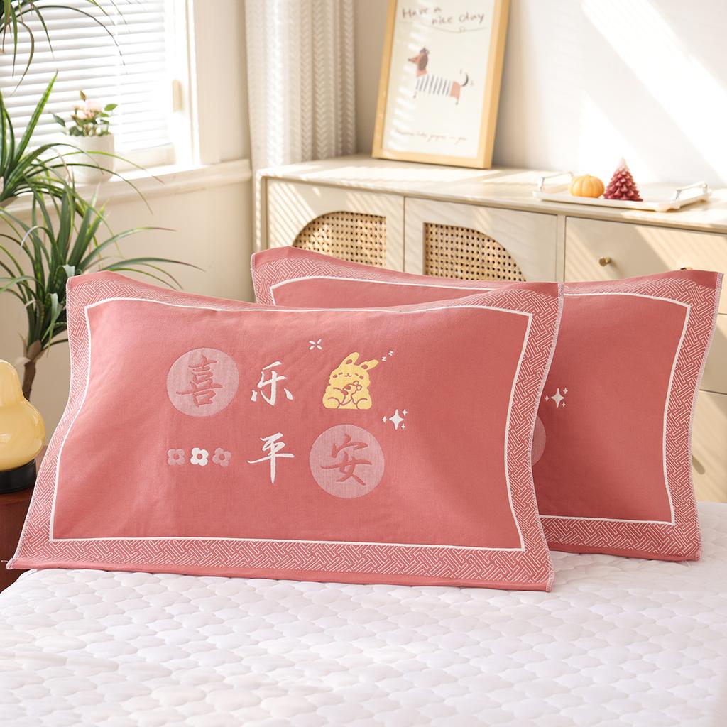 A Pair of Pure Cotton Gauze Pillow Towels, New High-density Soft Adult Cover Towels, Cotton Non-slip and Breathable Household