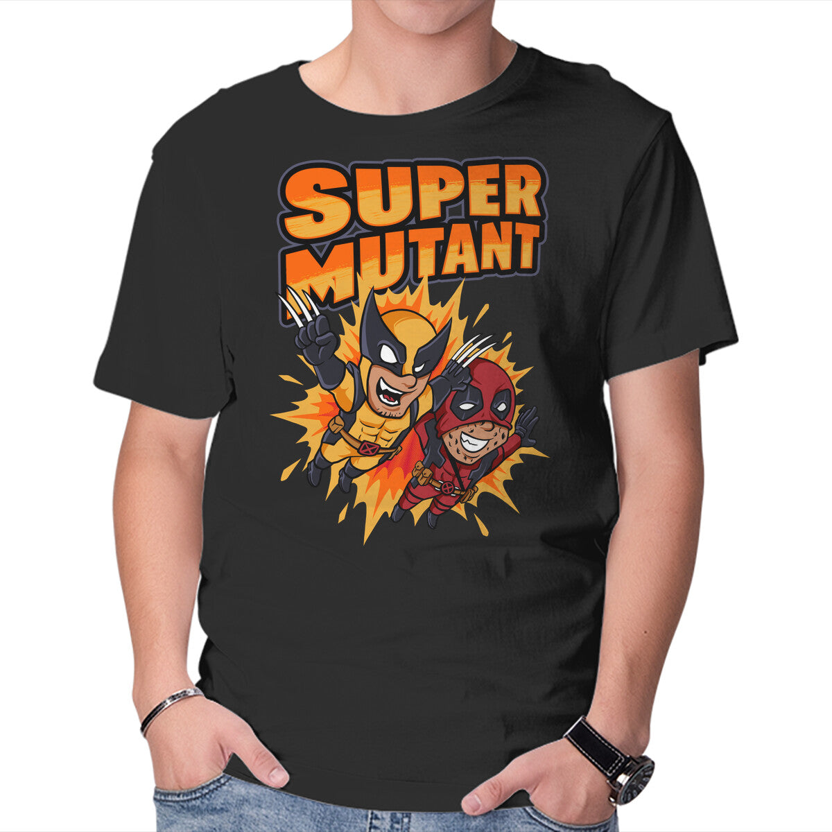 Unisex Crew Neck T-Shirt Super Mutant Graphic Short Sleeve Casual Tee XL