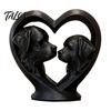 Dog Shaped Home Decoration 3D Printed Bernard Heart-Shaped Sculpture, Hollow Heart Silhouette Animal Statue with Matte Black Sculpture Finish,