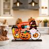 Wooden Halloween Ghost Pumpkin Figurine, Rustic Table Decor for Home Party, Spooky Shelf Decoration for Fall