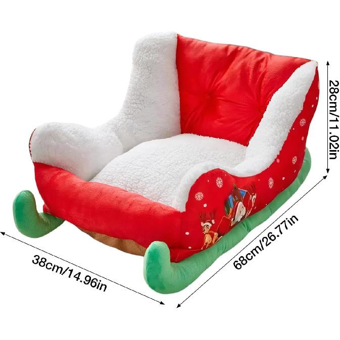 Christmas Sleigh Dog Bed for Cats Festive Cozy Insulated Nest for Winter Holiday Puppy Animal Calming Sleeping Cat Cold Weather Nights Cozy Indoor