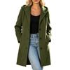 Women's Casual Hooded Single-Breasted Long Woolen Overcoat for Fall and Winter Everyday Wear