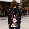 3/4 Sleeve Shirts For Women Print Christmas Tees Blouses Casual Plus Size Basic Tops Pullover
