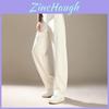 Womens Casual Wideleg Cotton Pants With High Waist And Pockets For Autumn Winter Comfort