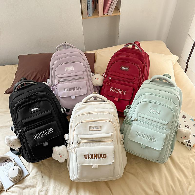 Girls Letter Backpack High School Students Schoolbag