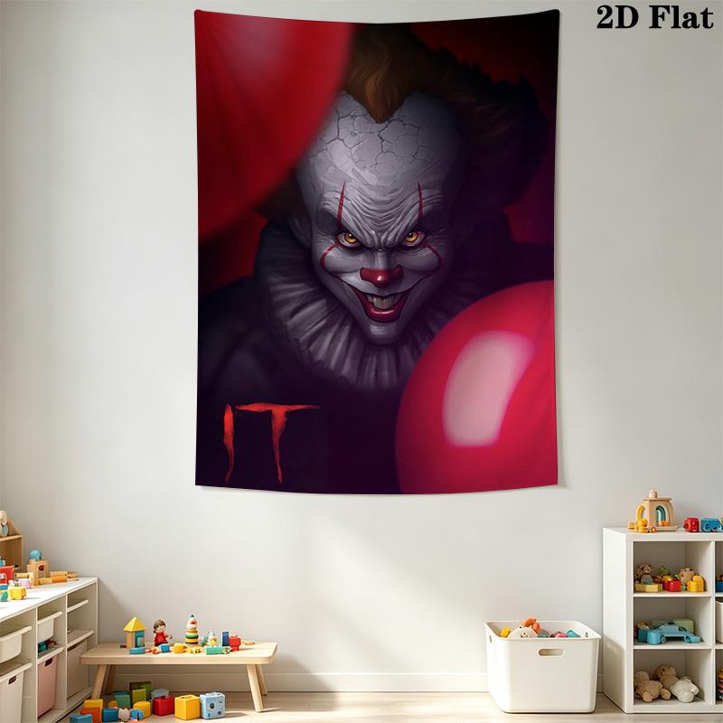 Creepy Clown Tapestry Spooky Room Tapestry Wallmounted Fashion Print Homestay Soft Decoration Tapestry Wall Decoration Home Decor