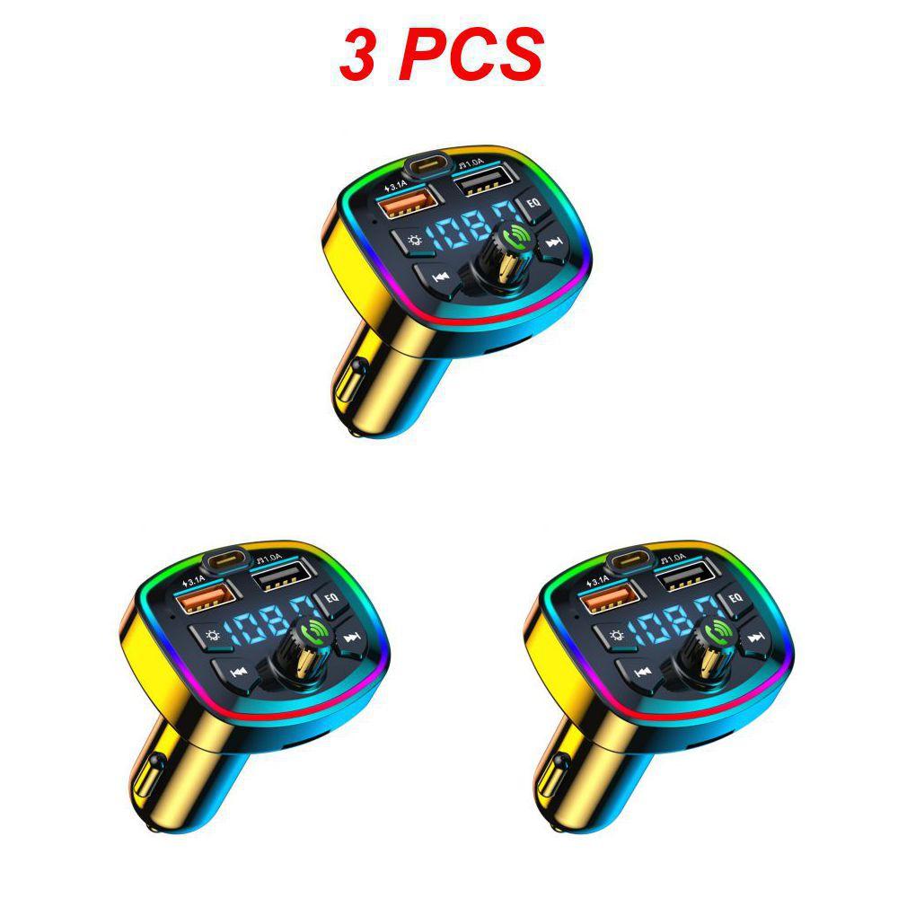 1/3/5PCS Fm Transmitter Hands-free Fast Charging Pd 18w Type-c Lossless Music Car Accessories 3.1a Colorful Ambient Light