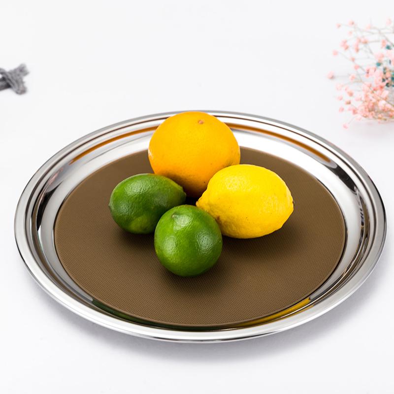 Bar Tableware Thickened Stainless Steel Food Storage Trays Fruit Pans Water Bread Shallow Dish Serving Plate With Anti Skid Pad
