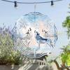 Winterwunderland 10 Zoll Metall-Windspiel mit heulenden Wölfen Schneeflocken-Design 360 drehbarer Haken für Garten Terrasse Balkondekoration Geschenk