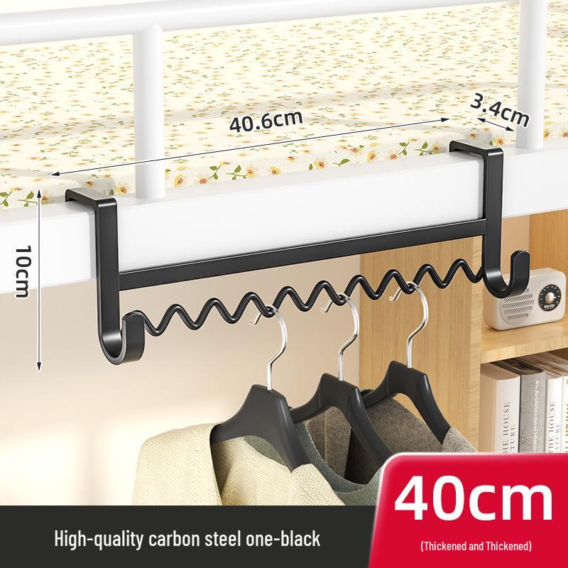 Dormitory Bedside Hanging Clothes Rack and Hook for Upper/Lower Bunk Storage.