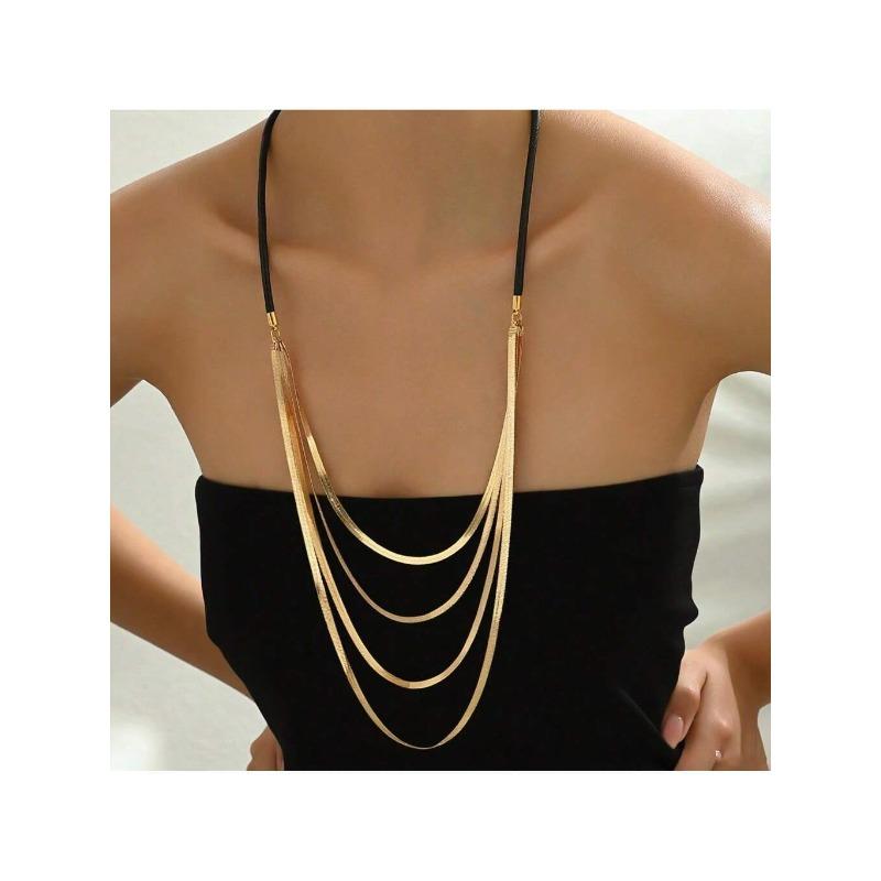 Модное многослойное колье «Змеиная кость» Модное креативное осенне-зимнее высококлассное текстурное модное колье Женское колье