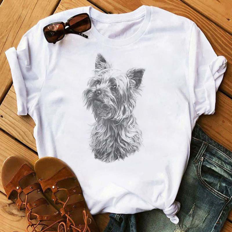 Nova adorável patas de cachorro impresso t camisa feminina verão topos dos desenhos animados impressão gráfica 90s meninas t animal feminino camisetas camisas