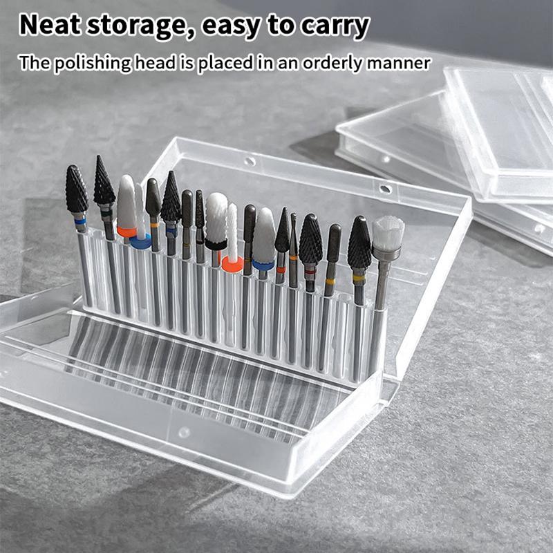 20/24 Holes Nail Drill Bits Storage Box Nail Grinding Head Holder Stand Display Cleanser Dustproof Cutter Manicure Organizer