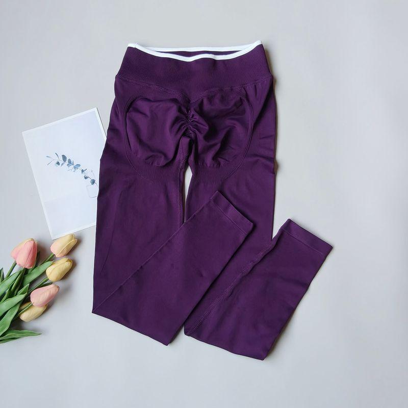 Style Peach Butt Yoga Pants High-Waisted Butt-Lifting Fitness Pants for Women High Elasticity Quick-Dry Tight Sports Training Butt-Lifting Pants Magenta Purple S