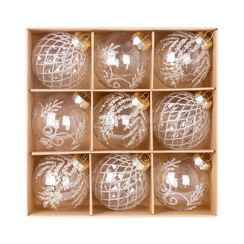 9pcs 8cm Christmas Balls Decorations Set Christmas Tree Pendant Ball Hanging Ornament For Xmas New Year Party Decor
