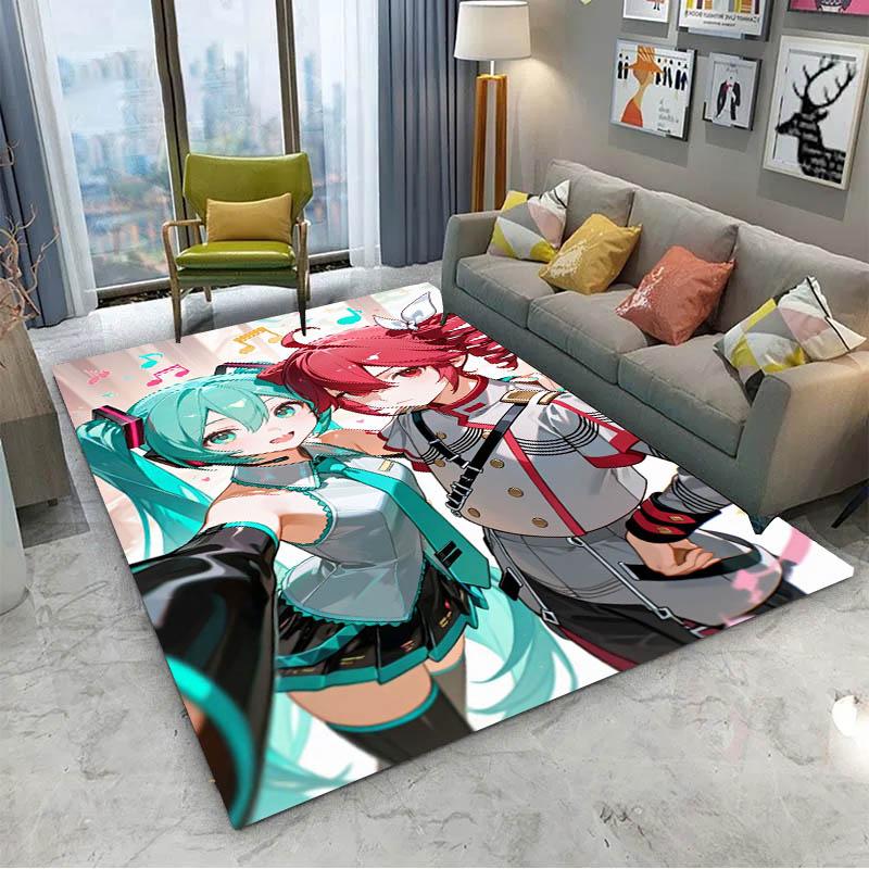 Alfombra 3D de Anime H-Hatsune V-Vocaloid Kawaii Girls para Decoración de Habitación Hogar Niños Regalo Puerta Alfombra para Zona Infantil Felpudo Antideslizante