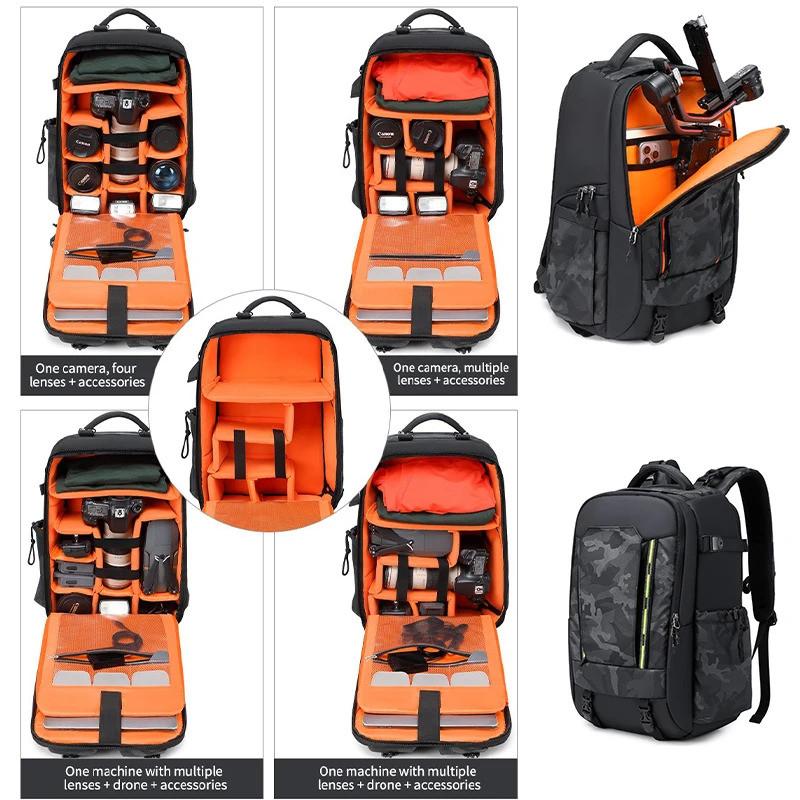 Camera Backpack Outdoor Large Capacity Professional Photography Bag Drone Backpack Canvas SLR Camera Bag Outdoor Upper And Lower Compartment