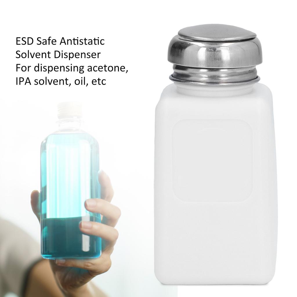 200ML Press Type Solvent Dispenser ESD Safe Anti Static   Bottle with Stainless Steel Lid