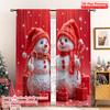 2pcs 2D Flat Printing Merry Christmas Curtain Cute Snowmen Christmas Gifts_b Polyester Without Electricity Festive Holiday for