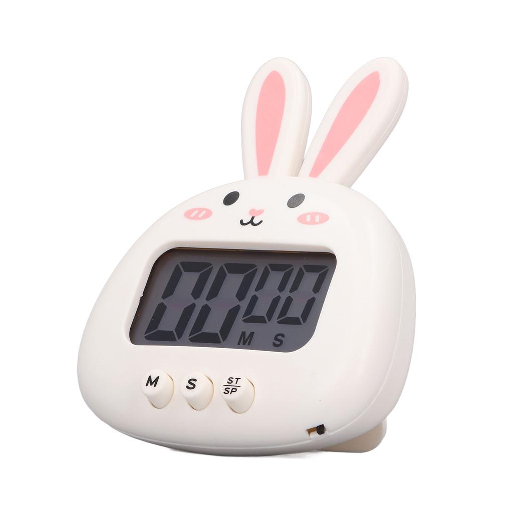 Cartoon Digital Timer ABS Portable Lightweight Simple To Use Cute Cartoon Timer for Kitchen Cooking White Rabbit