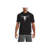 Under Armour Johnson Series American Vintage Bull Head Print Casual Sports Hooded Short Sleeve T-Shirt Men T-Shirt Black 1361719-001