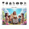 2D Jesus and Children Background Cloth Christian Faith Wall Hanging Tapestr