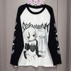 Punk Y2K Cartoon T Shirt Women Vintage Long Sleeve Harajuku Cute Fall Tees Casual O Neck Female Streetwear Hip Hop Retro Tops