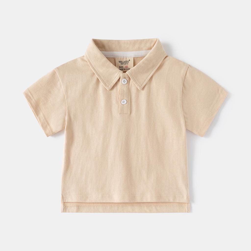 Jungen Unifarbenes Poloshirt Kurzarm Lässig mit Kragen Sommer Oberteil für Kinder