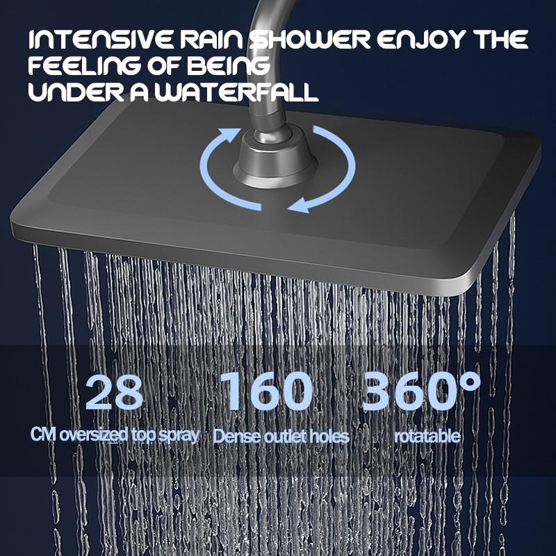 Digital Display Rainfall Shower Brass Shower Set Shower Bathroom Shower Mixer Shower Head Rainshower Head Button Switch Design Hot and Cold