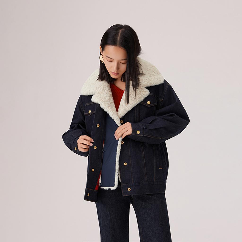 Levis Year Of The Horse Limited Edition Relaxed Comfortable Faux Shearling Denim Jacket Women jackets 006Q4-0000