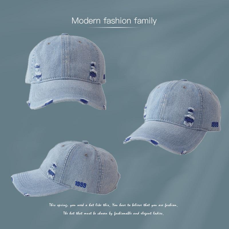 

Women s Trendy Ripped Denim Duckbill Cap - Fashionable, Sunscreen, Unisex Casual Style Hat M (56-58cm) синій
