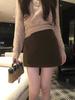 Women's High Waist Brown Wool A-Line Skirt - Autumn/Winter Retro, Anti-Exposure, Hip-Hugging Style